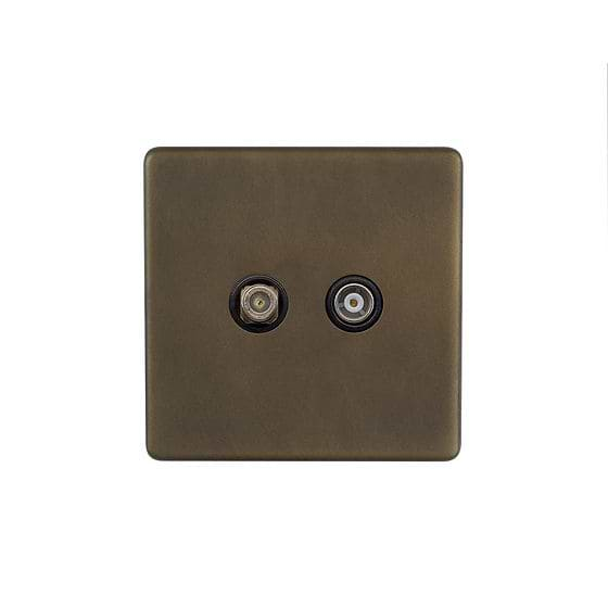 Soho Lighting Vintage Brass TV And Satellite Socket