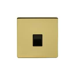 Soho Lighting Brushed Brass 1 Gang Tel Secondary Socket,BT Black Insert Screwless
