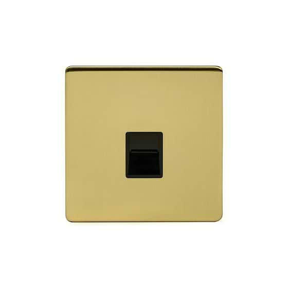Soho Lighting Brushed Brass 1 Gang Telephone Secondary (Slave) Socket,BT Black Insert Screwless
