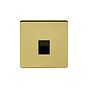 Soho Lighting Brushed Brass 1 Gang Telephone Secondary (Slave) Socket,BT Black Insert Screwless