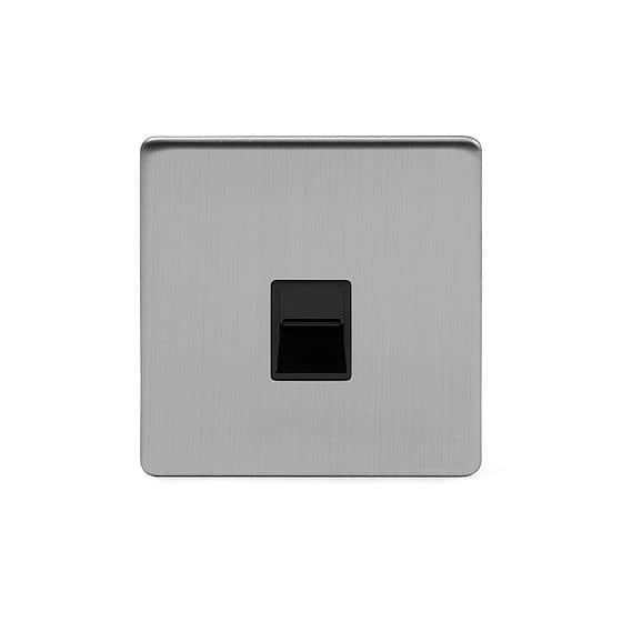 Soho Lighting Brushed Chrome 1 Gang Telephone Secondary (Slave) Socket,BT Blk Ins Screwless