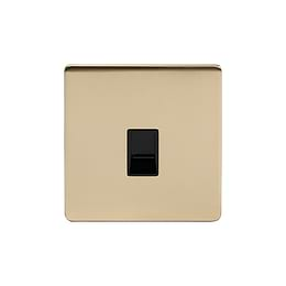 Soho Lighting Brushed Brass 1 Gang Data Socket RJ45 Cat5 Black Insert Screwless