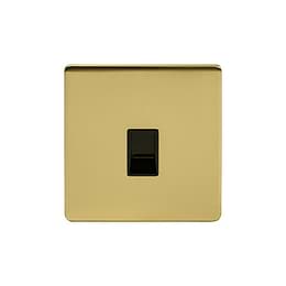 Soho Lighting Brushed Brass 1 Gang Data Socket RJ45 Cat5 Black Insert Screwless