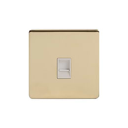 Soho Lighting Brushed Brass 1 Gang Data Socket RJ45 Cat5 Wht Ins Screwless