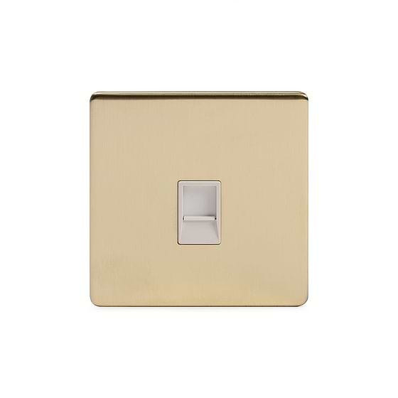 Soho Lighting Brushed Brass 1 Gang Data Socket RJ45 Cat5 Wht Ins Screwless