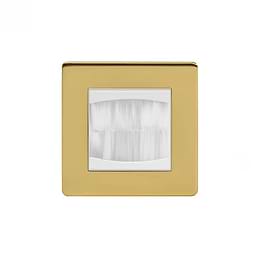 Soho Lighting Brushed Brass 1 Gang 2 Module Brush Plate Wht Ins Screwless