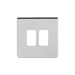 Soho Lighting Polished Chrome 2 Gang Grid Plate Screwless