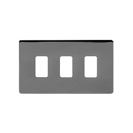 Soho Lighting Black Nickel 3 Gang Grid Plate Screwless