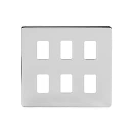 Soho Lighting Polished Chrome 6 Gang Grid Plate Screwless