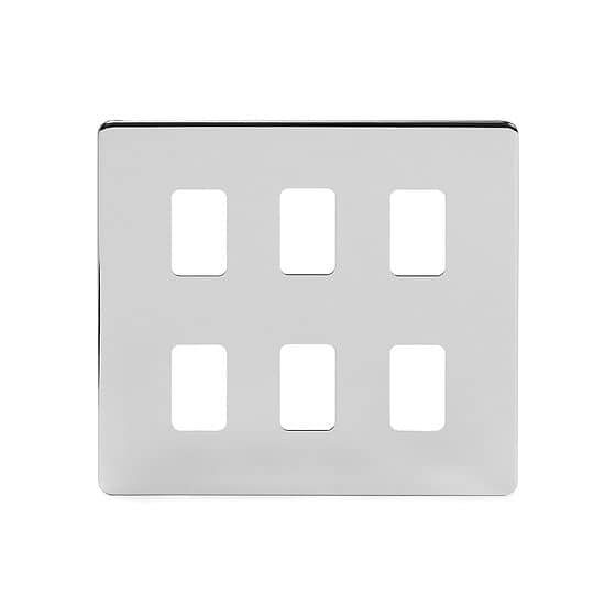 Soho Lighting Polished Chrome 6 Gang Grid Plate Screwless