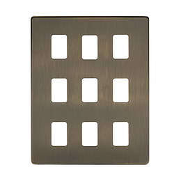 Soho Lighting Antique Brass 9 Gang Grid Plate Screwless