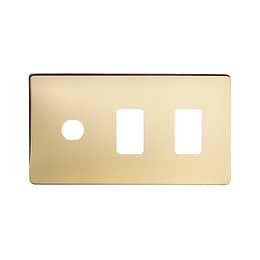 Soho Lighting Brushed Brass 3 Gang 2RM+1CM Dual Module Grid Switch Plate