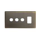 Soho Lighting Antique Brass 4 Gang 1RM+3CM Dual Module Grid Switch Plate