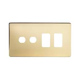 Soho Lighting Brushed Brass 4 Gang 2RM+2CM Dual Module Grid Switch Plate