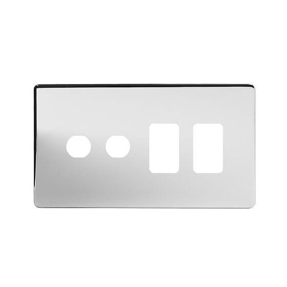 Soho Lighting Polished Chrome 4 Gang 2RM+2CM Dual Module Grid Switch Plate