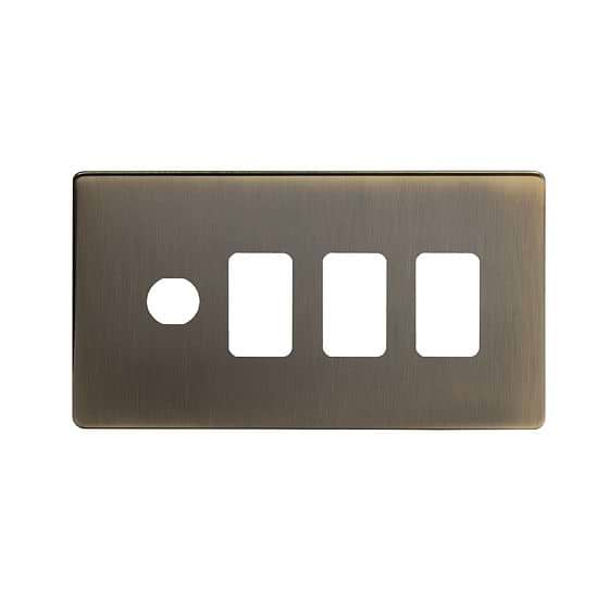 Soho Lighting Antique Brass 4 Gang 3RM+1CM Dual Module Grid Switch Plate