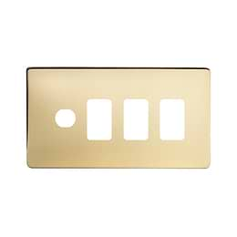 Soho Lighting Brushed Brass 4 Gang 3RM+1CM Dual Module Grid Switch Plate