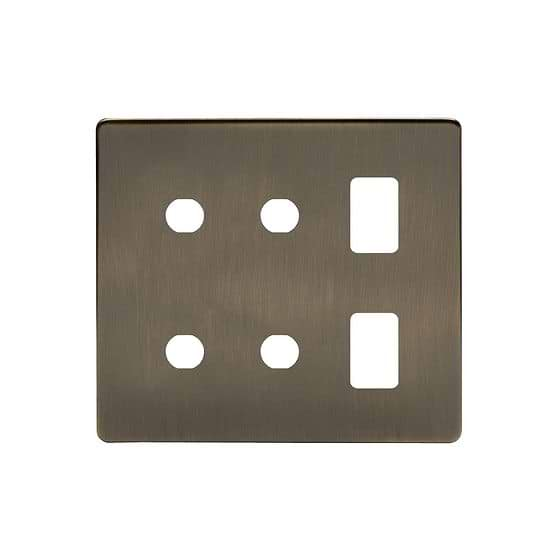 Soho Lighting Antique Brass 6 Gang 2RM+4CM Dual Module Grid Switch Plate