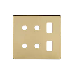 Soho Lighting Brushed Brass 6 Gang 2RM+4CM Dual Module Grid Switch Plate