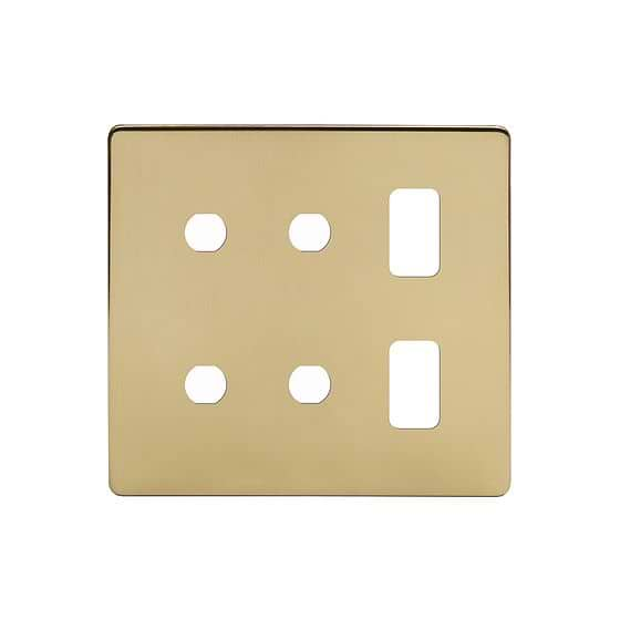 Soho Lighting Brushed Brass 6 Gang 2RM+4CM Dual Module Grid Switch Plate