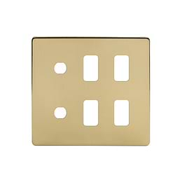 Soho Lighting Brushed Brass 6 Gang 4RM+2CM Dual Module Grid Switch Plate