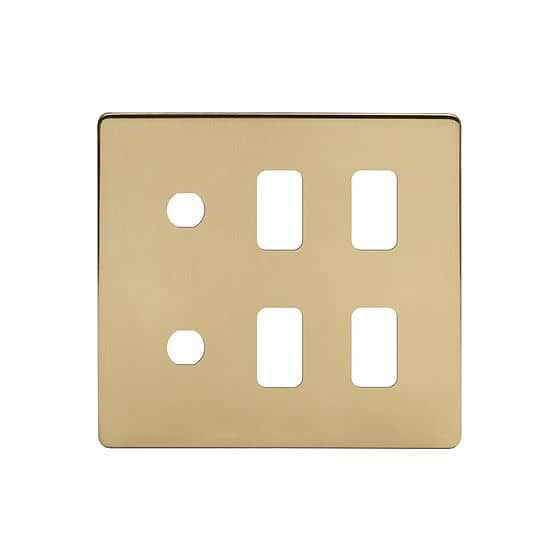 Soho Lighting Brushed Brass 6 Gang 4RM+2CM Dual Module Grid Switch Plate