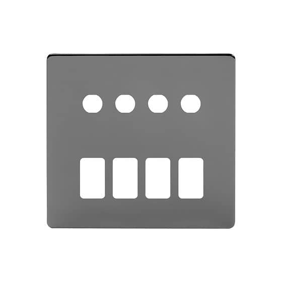 Soho Lighting Black Nickel 8 Gang 4RM+4CM Dual Module Grid Switch Plate