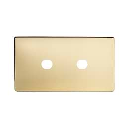 Soho Lighting Brushed Brass 2 Gang (Lg Plt) CM Circular Module Grid Switch Plate