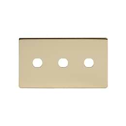 Soho Lighting Brushed Brass 3 Gang Toggle Plates  Screwless