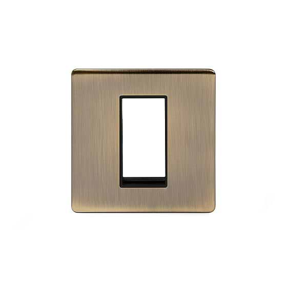 Soho Lighting Antique Brass Single Data Plate 1 Module Blk Ins Screwless