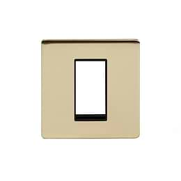 Soho Lighting Brushed Brass Single Data Plate 1 Module Black Insert Screwless