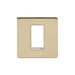 Soho Lighting Brushed Brass Single Data Plate 1 Module Wht Ins Screwless