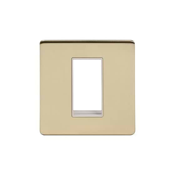 Soho Lighting Brushed Brass Single Data Plate 1 Module Wht Ins Screwless