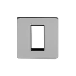 Soho Lighting Brushed Chrome Single Data Plate 1 Module Blk Ins Screwless