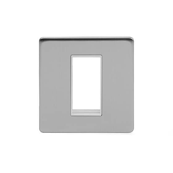 Soho Lighting Brushed Chrome Single Data Plate 1 Module Wht Ins Screwless