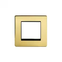 24k Brushed Brass metal Single Data Plate 2 Modules with black insert