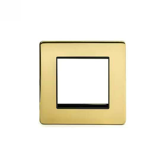 Soho Lighting Brushed Brass Black Insert 2 x25mm EM-Euro Module Faceplate