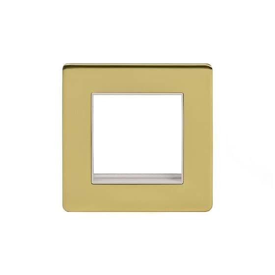 Soho Lighting Brushed Brass White Insert 2 x25mm EM-Euro Module Faceplate