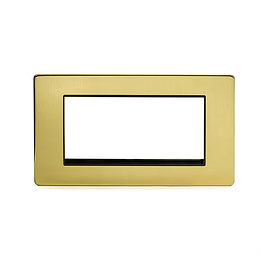 24k Brushed Brass metal Double Data Plate 4 Modules with black insert