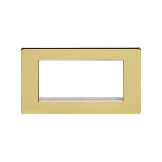 Soho Lighting Brushed Brass White Insert 4 x25mm EM-Euro Module Faceplate