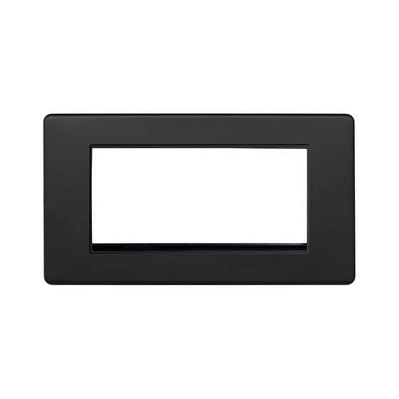 Soho Lighting Matt Black 4 x25mm EM-Euro Module Faceplate