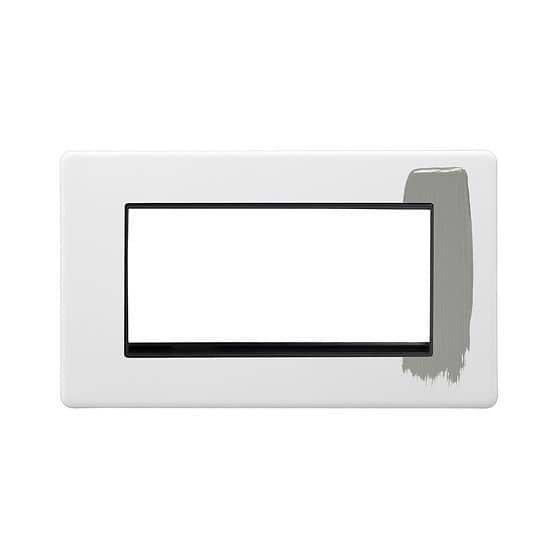 Soho Lighting Primed Paintable 4 x25mm EM-Euro Module Faceplate with Black Insert