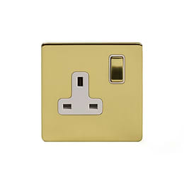 Soho Lighting Brushed Brass 13A 1 Gang Switched Socket