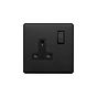 Soho Lighting Matt Black 13A 1 Gang Switched Socket, DP Black Insert Screwless