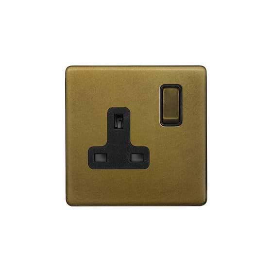 Soho Lighting Old Brass 1 Gang Double Pole Socket Single 13A