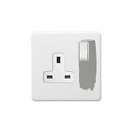Soho Lighting Primed Paintable 1 Gang Socket 13A Double Pole with White Switch