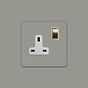 Soho Lighting Primed Paintable 1 Gang Socket 13A Double Pole with Brushed Brass Switch with White Insert