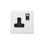Soho Lighting Primed Paintable 1 Gang Socket 13A Double Pole with Brushed Chrome Switch and Black Insert