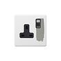 Soho Lighting Primed Paintable 1 Gang Socket 13A Double Pole with Brushed Chrome Switch and Black Insert