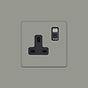 Soho Lighting Primed Paintable 1 Gang Socket 13A Double Pole with Brushed Chrome Switch and Black Insert